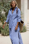 Striped Button-Front Shirt Dress