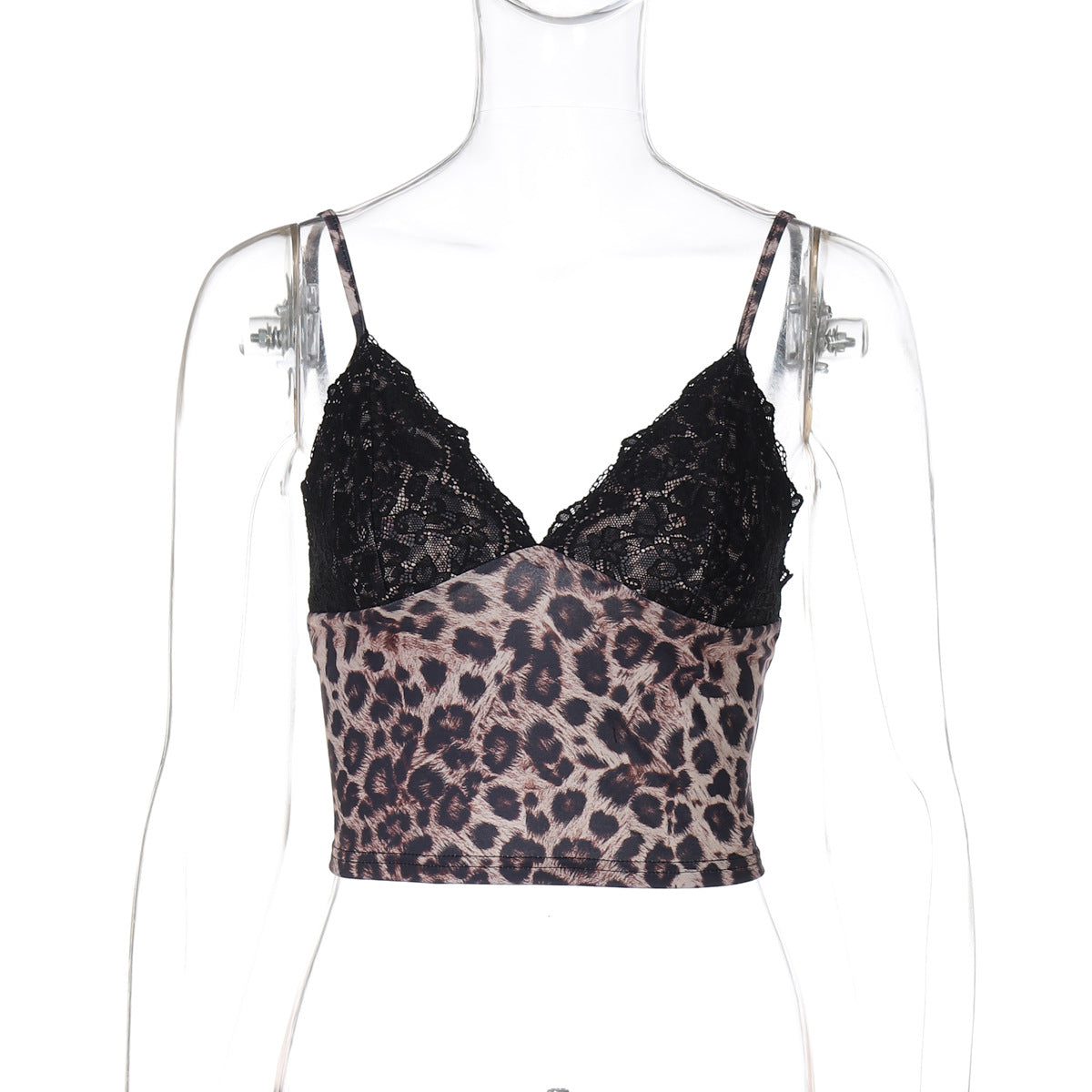 Lace-Trim Leopard Halter Top