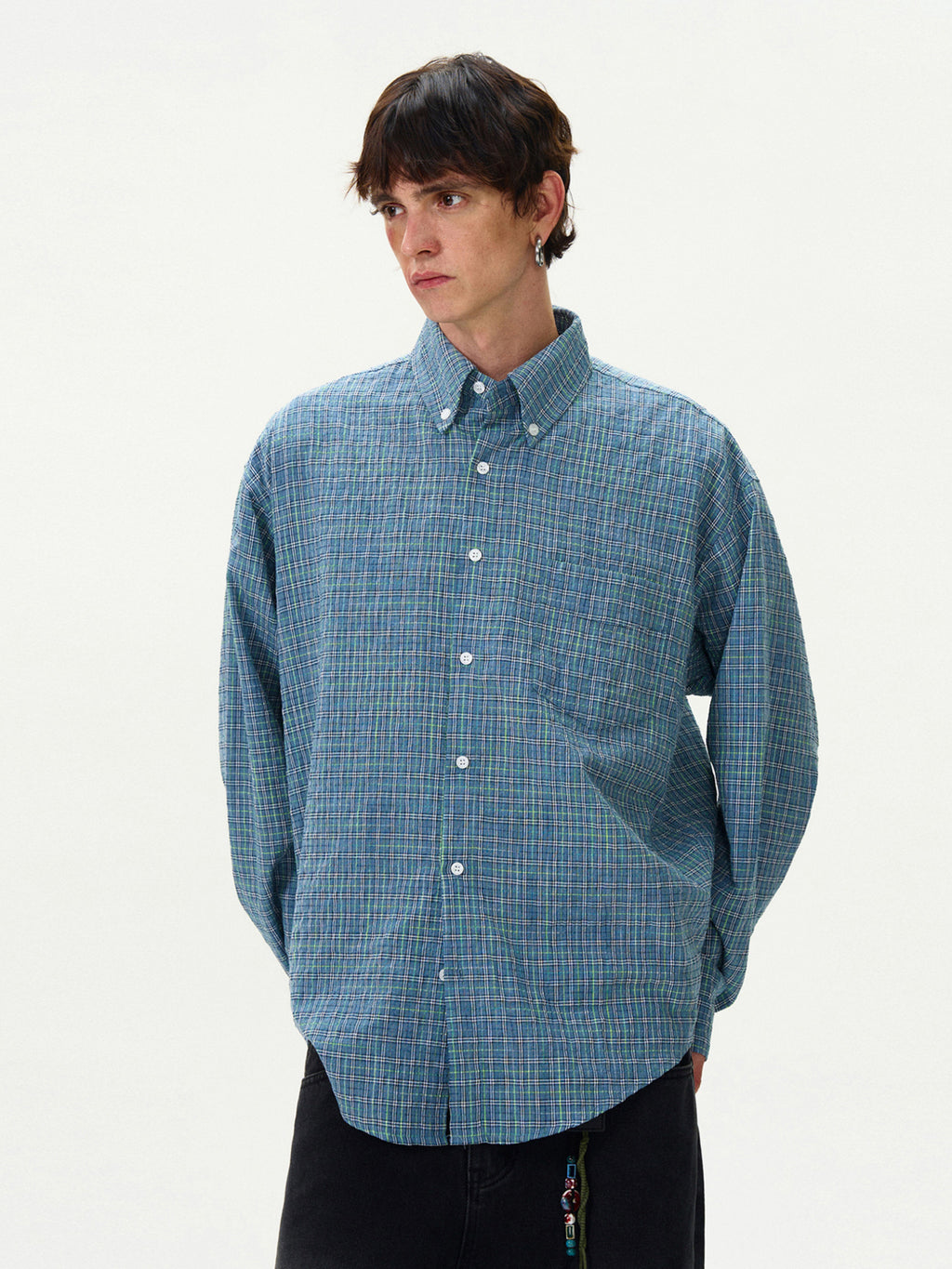 Checked Button-Up Shirt
