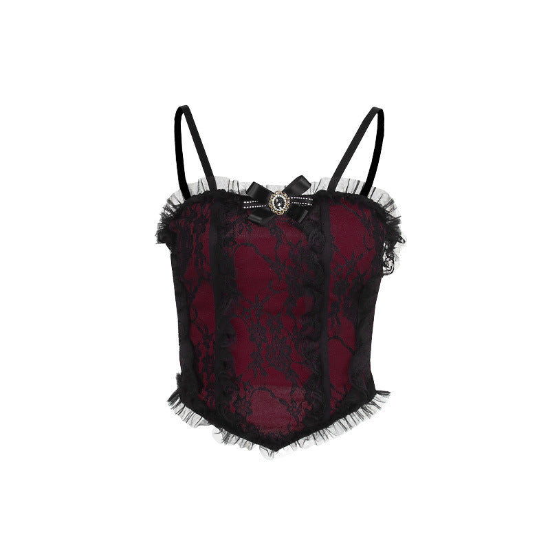 Lace-Overlay Corset Camisole