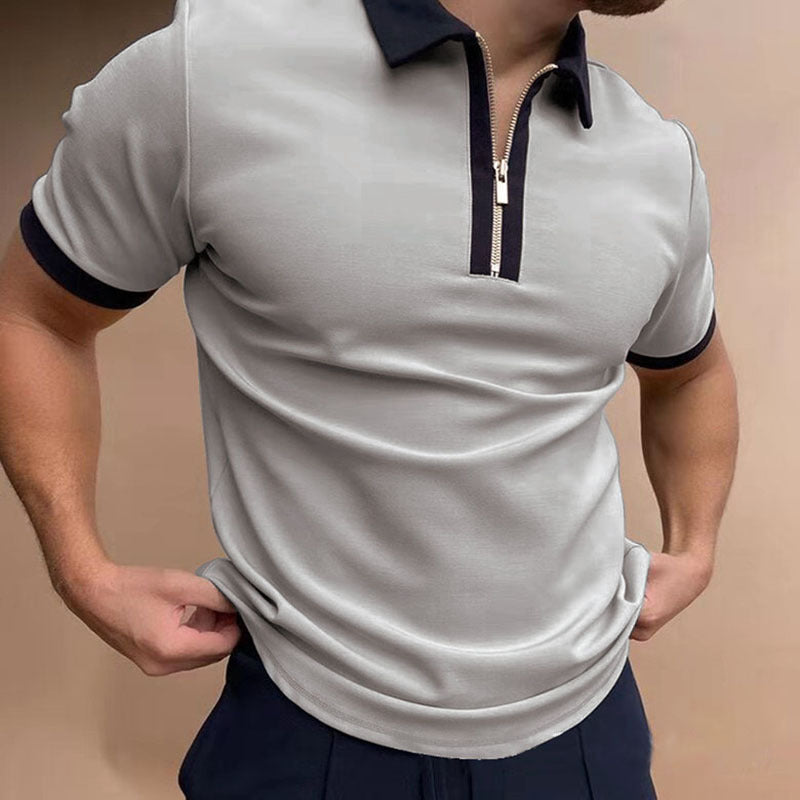 Printed Zip-Neck Polo