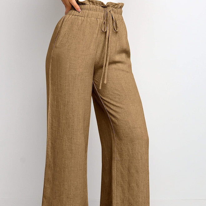 Drawstring Wide-Leg Cropped Pants
