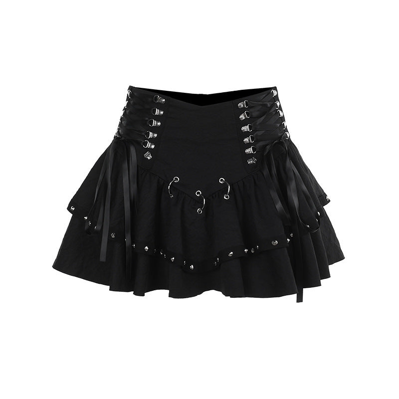 Lace-Up Buckle Mini Skirt