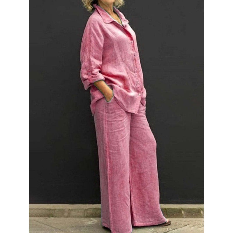 Button-Front Shirt & Pants Set