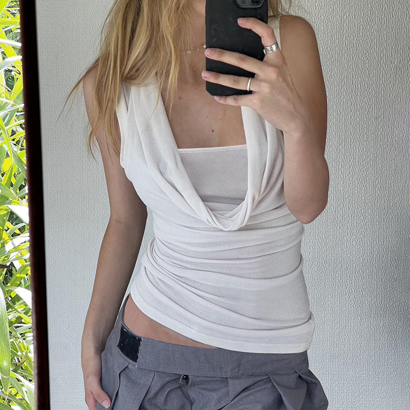 Layered-Look Cowl-Neck Top