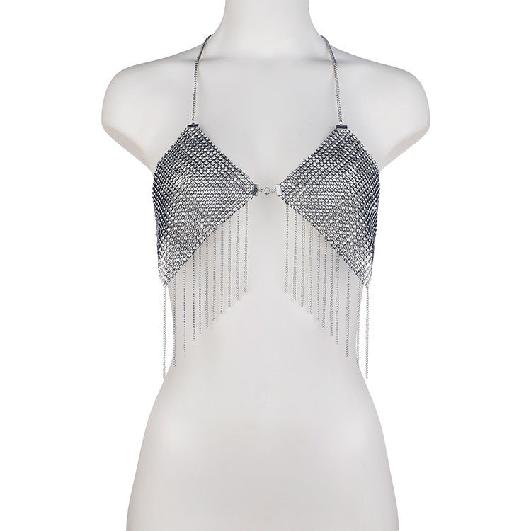 Metallic-Effect Fringe Body Chain