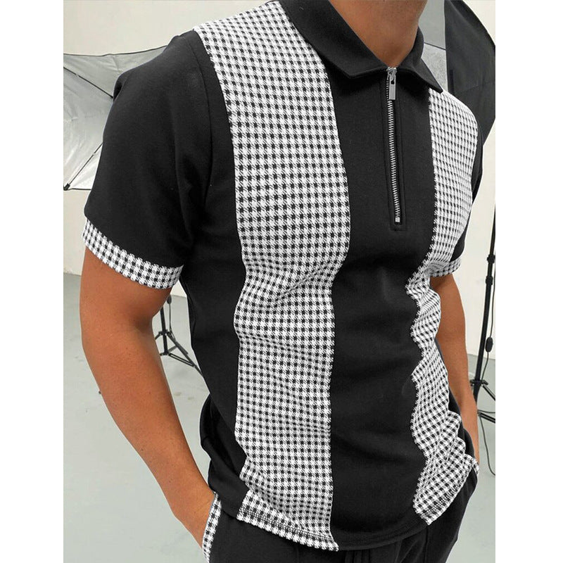 Printed Zip-Neck Polo