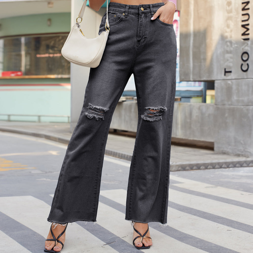 Ripped Wide-Leg Jeans