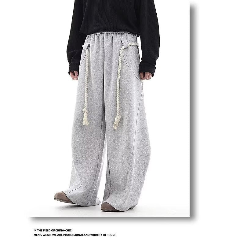 Wide-Leg Gray Sweatpants