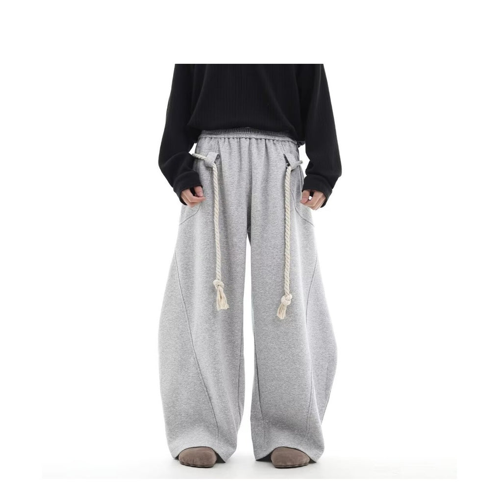 Wide-Leg Gray Sweatpants