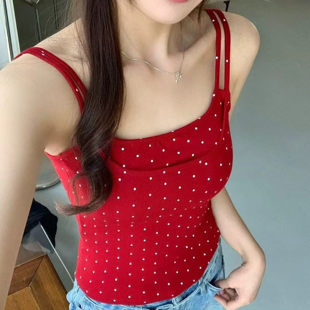 Open-Back Polka-Dot Camisole