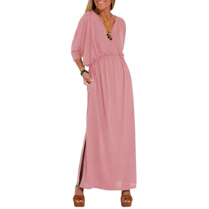 V-Neck High-Waisted Dress
