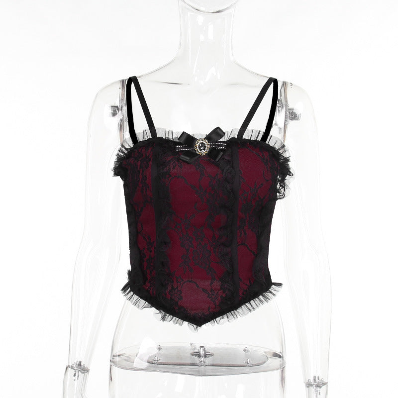Lace-Overlay Corset Camisole