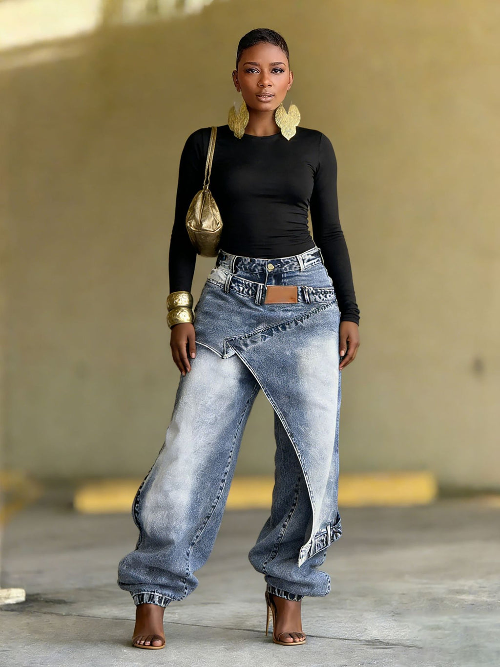 Layered Washed Jeans