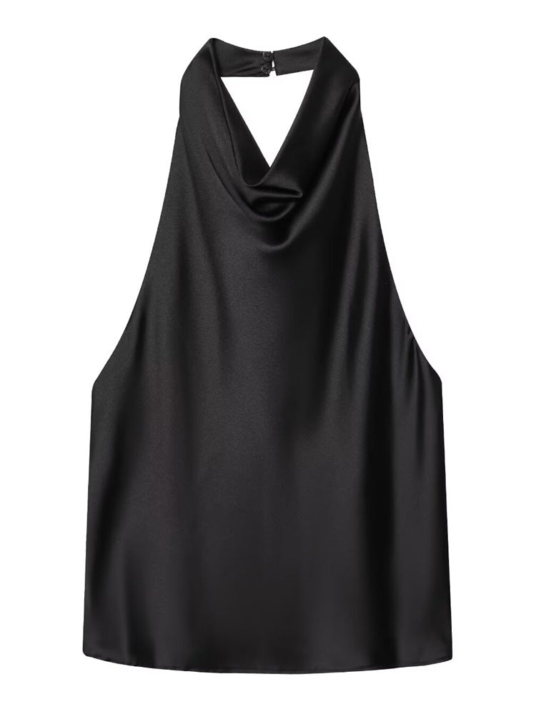Draped Satin Halter Top