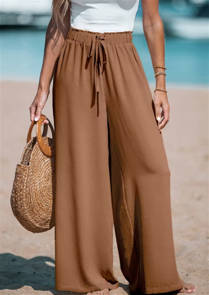 Drawstring-Look Wide-Leg Pants
