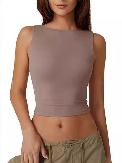 High-Neck Sleeveless Crop Top
