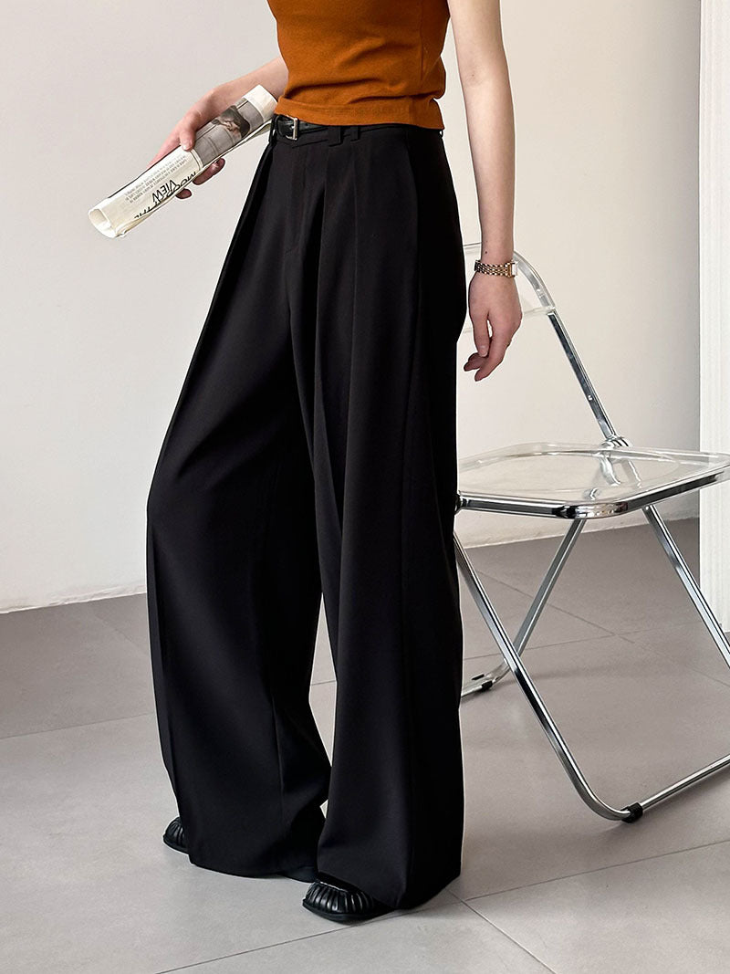Double-Pleat Wide-Leg Trousers