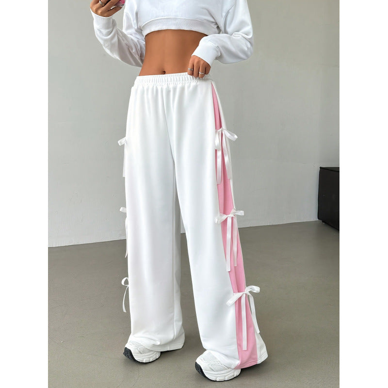 Contrast-Stripe Straight-Leg Pants