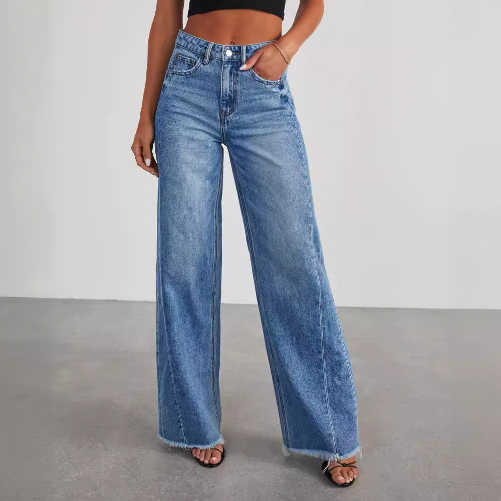 Side-Seam Wide-Leg Jeans