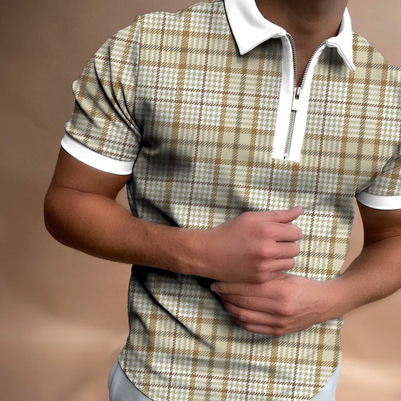 Printed Zip-Neck Polo