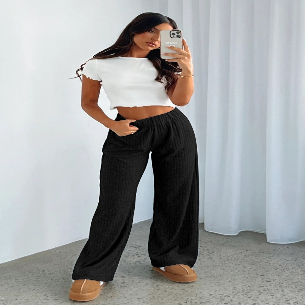 Stretch Straight-Leg Pants