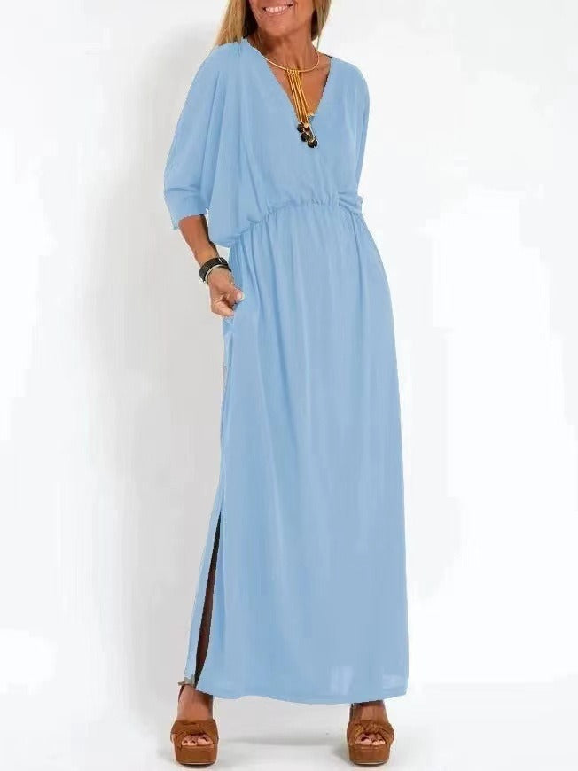 V-Neck High-Waisted Dress