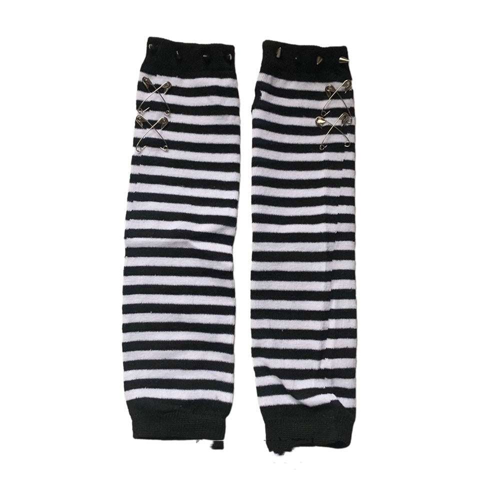 Striped Safety-Pin Arm Warmers