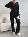 V-Neck Knit Top & Pants Set