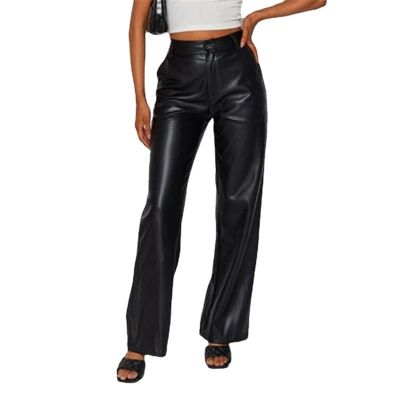 High-Waist Faux-Leather Pants