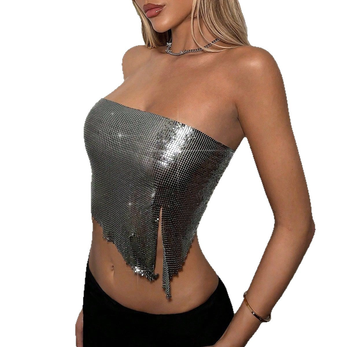 Sequin Tie-Back Top