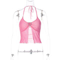 Pink Heart-Detail Halter Top