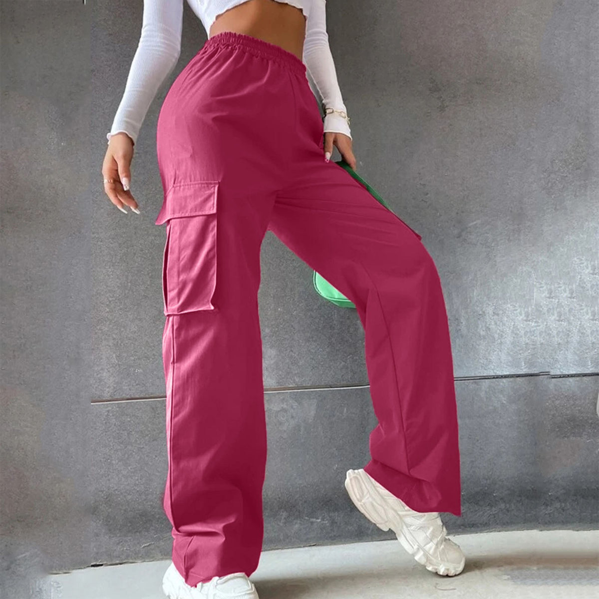 Elastic-Waist Wide-Leg Pants