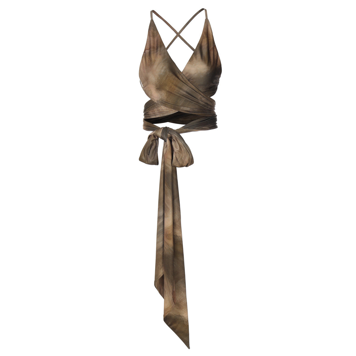 Sheer Wrap-Detail Halter Top