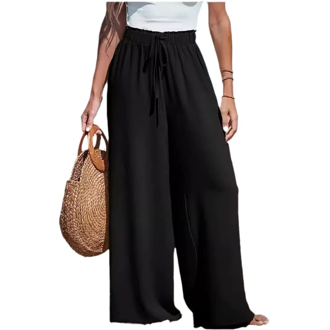 Drawstring-Look Wide-Leg Pants