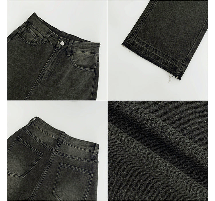 Vintage-Wash Straight-Leg Jeans
