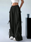 Bow-Side Wide-Leg Pants