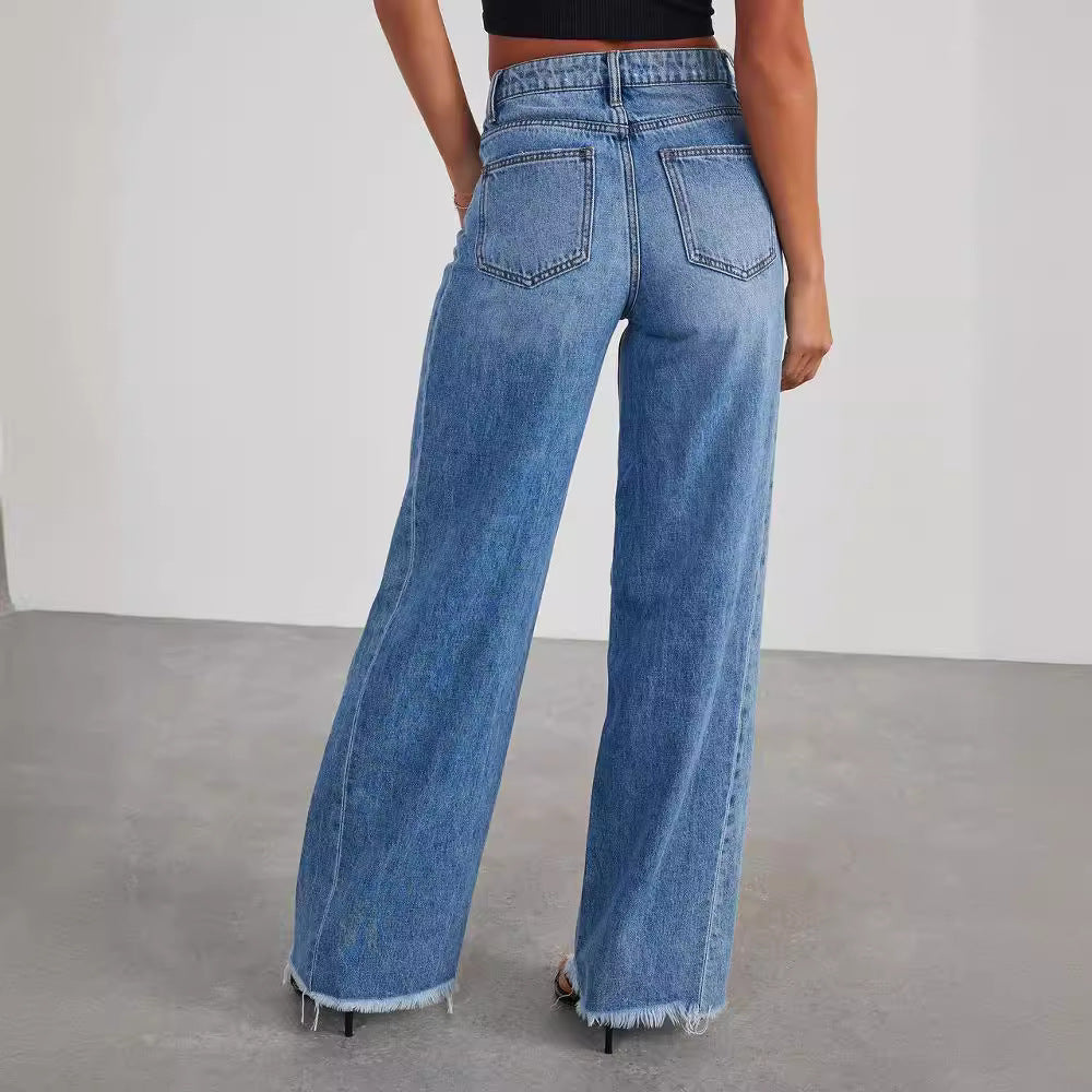 Side-Seam Wide-Leg Jeans