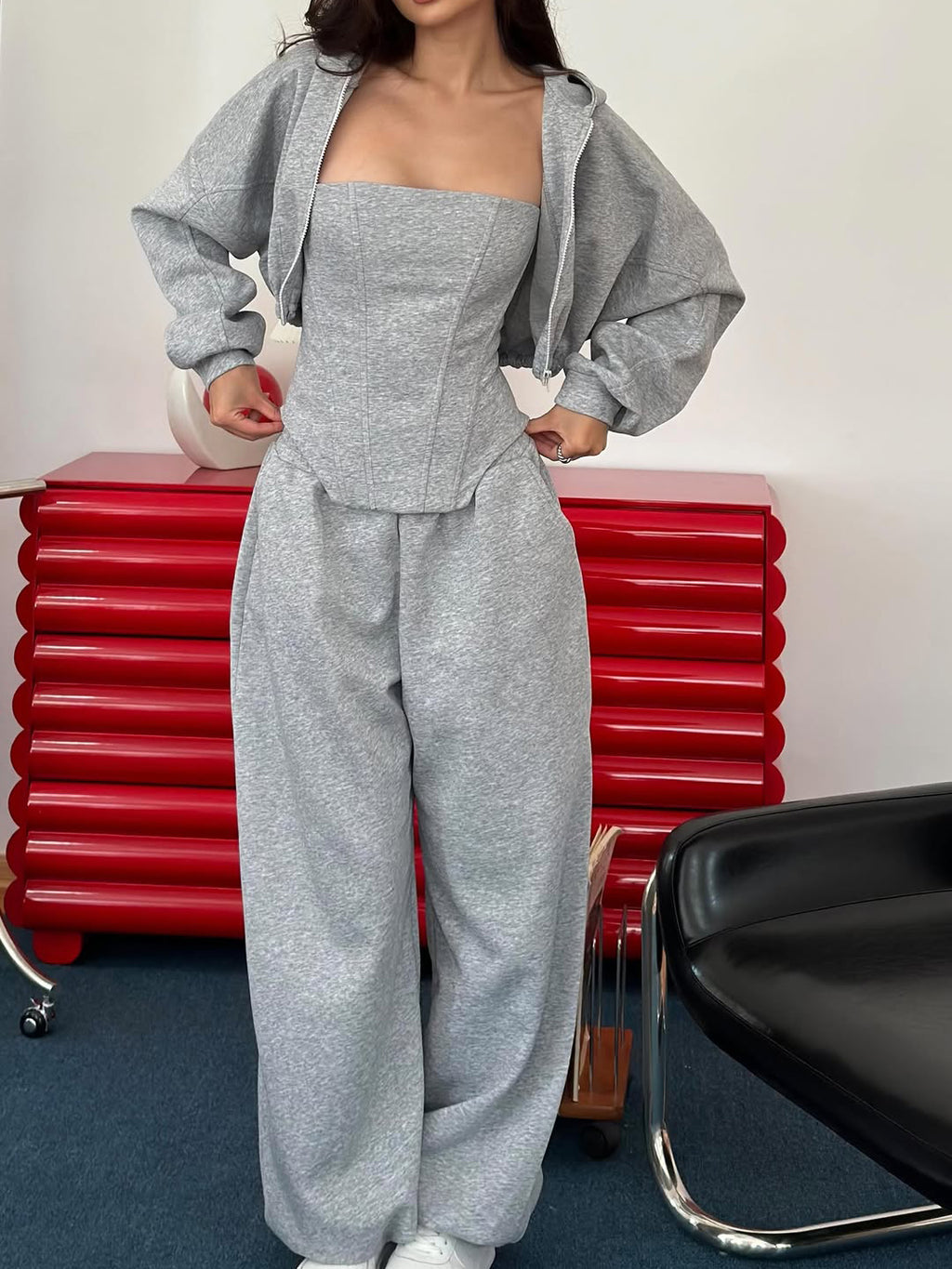 Hooded Jacket, Corset & Pants Set