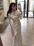 Cowl-Neck Jacquard Dress