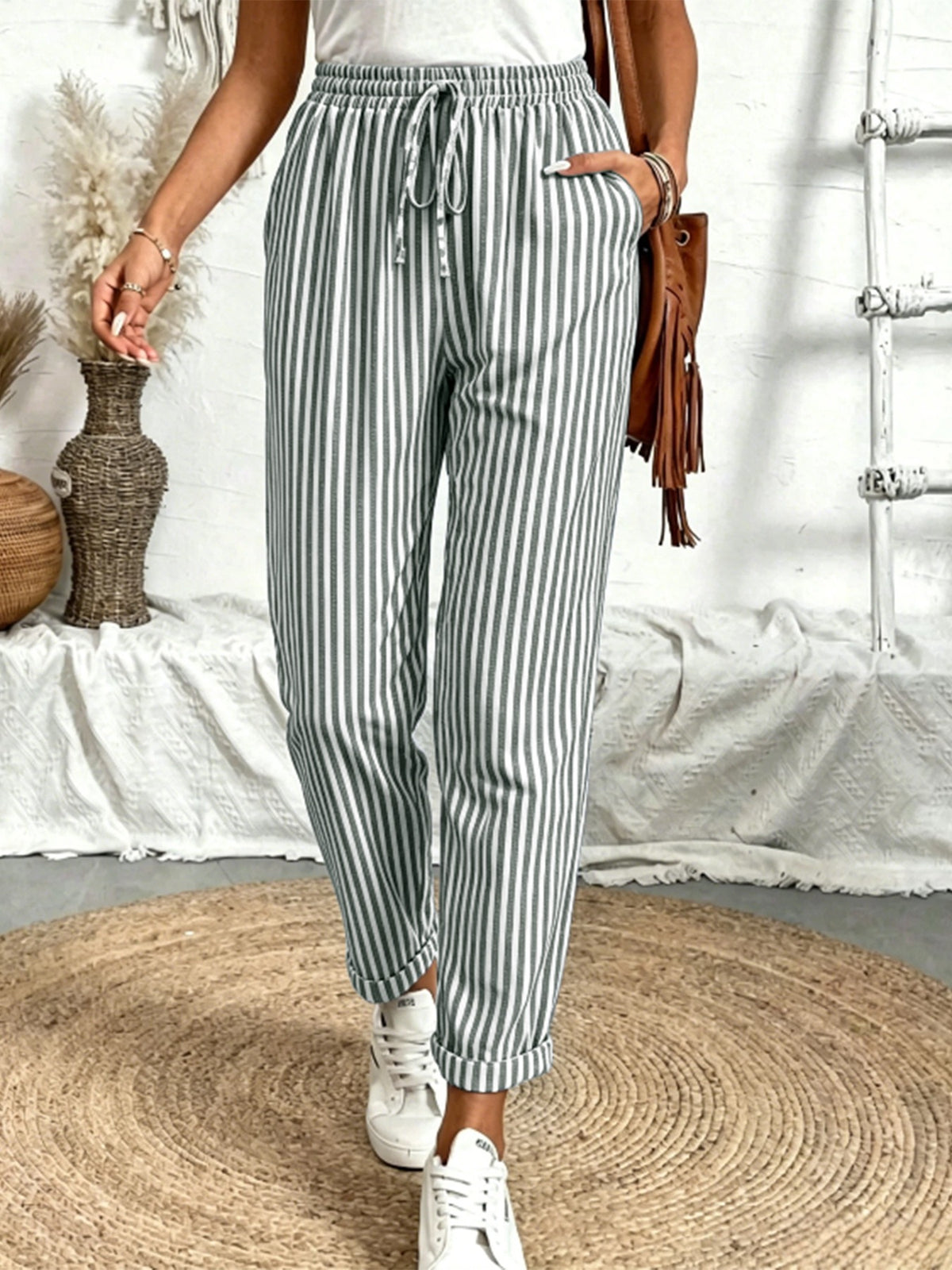 Striped Drawstring Pants