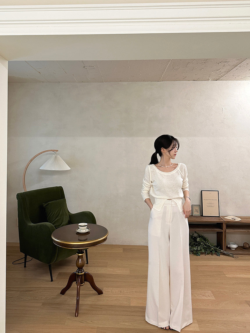 Draped Wide-Leg Pants