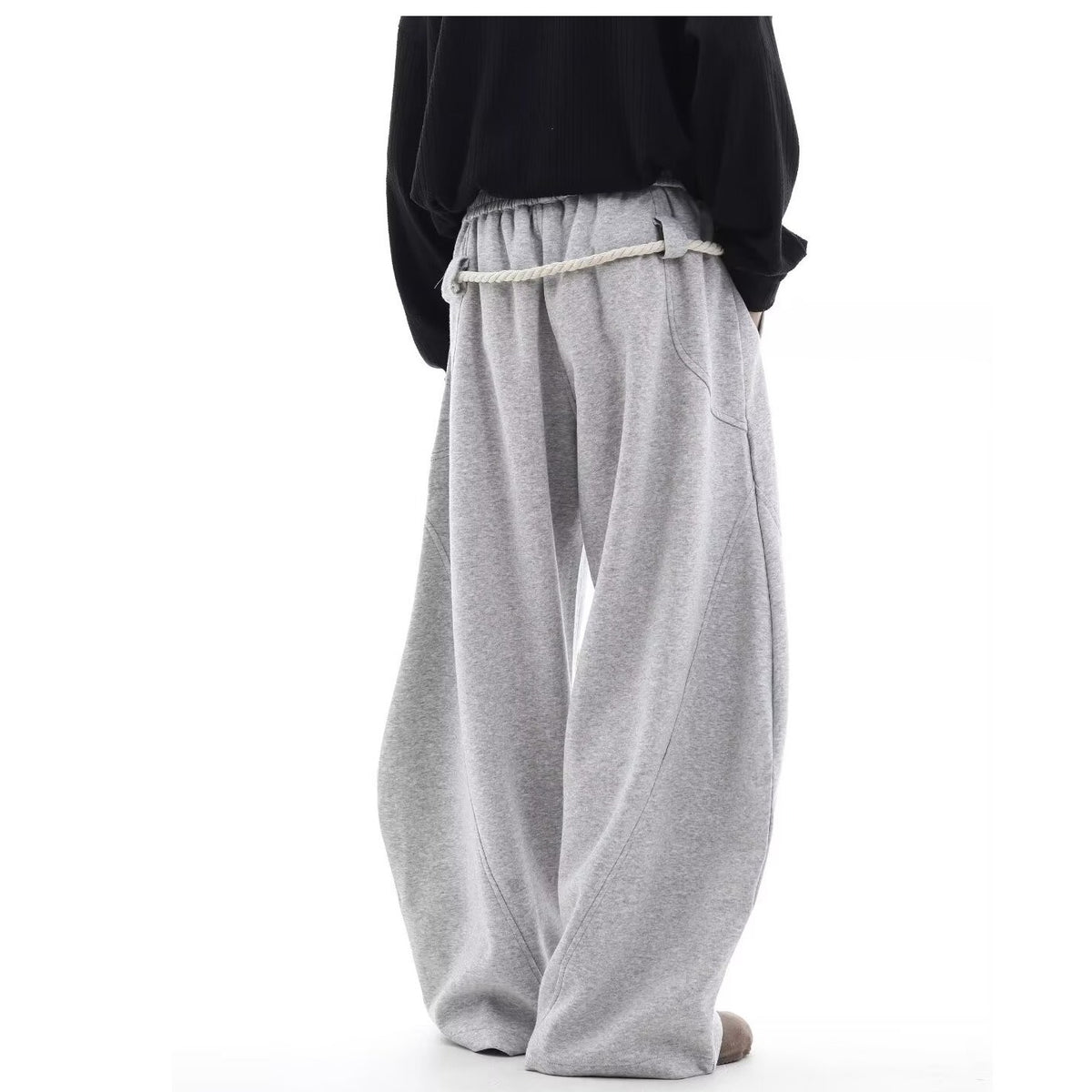 Wide-Leg Gray Sweatpants