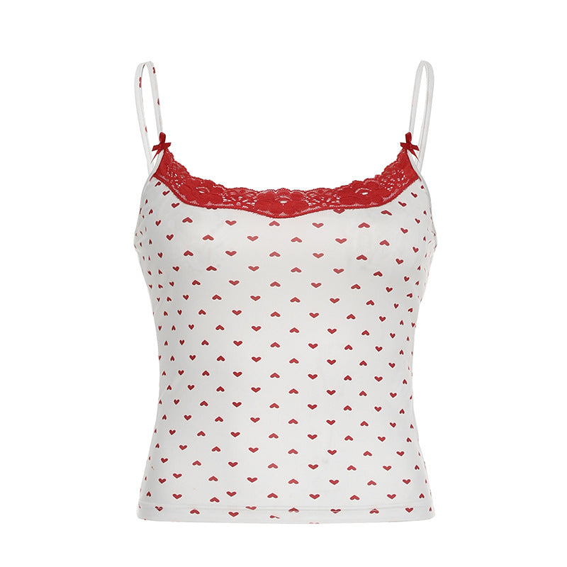 Contrast-Lace Printed Cami