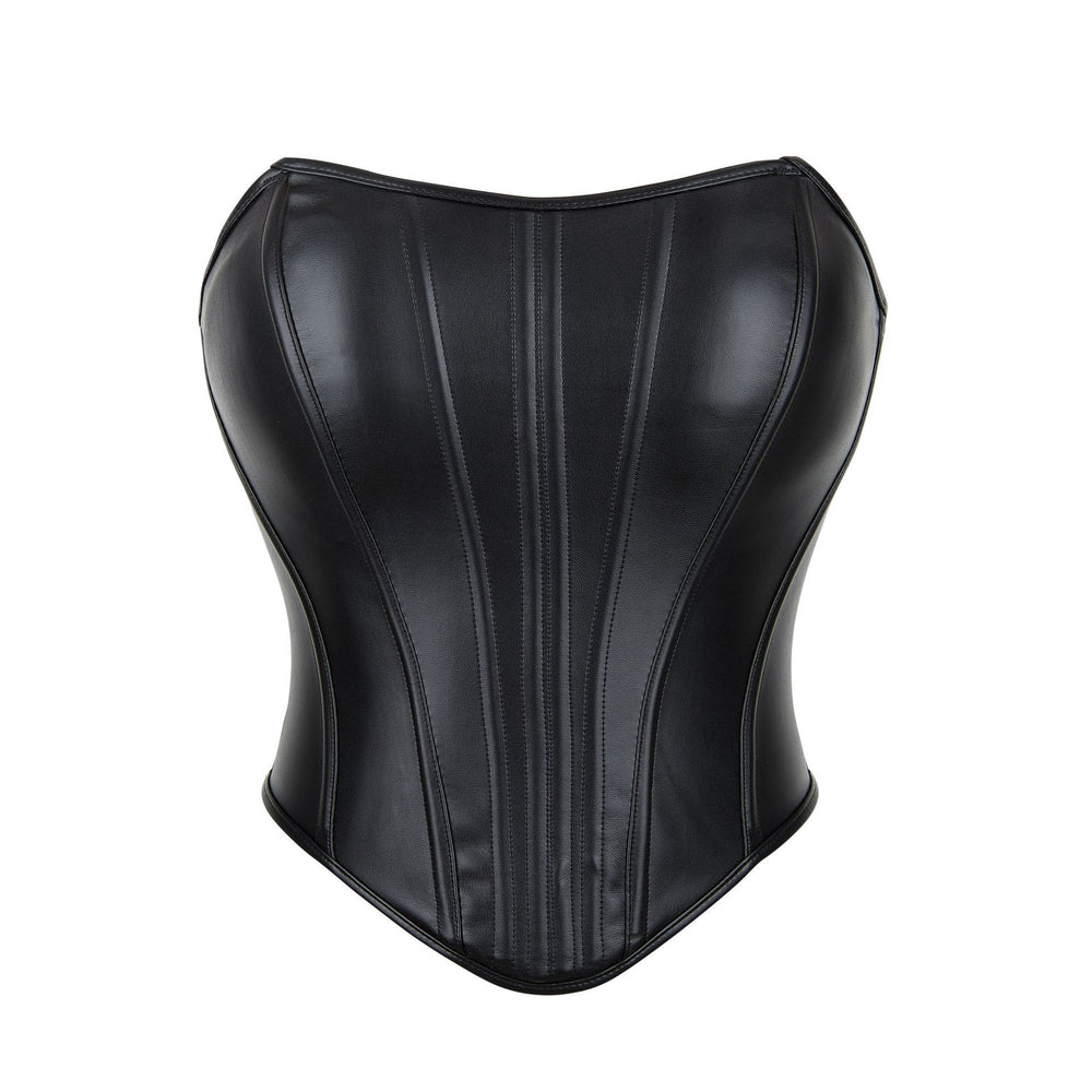Leather-Look Strapless Corset Top