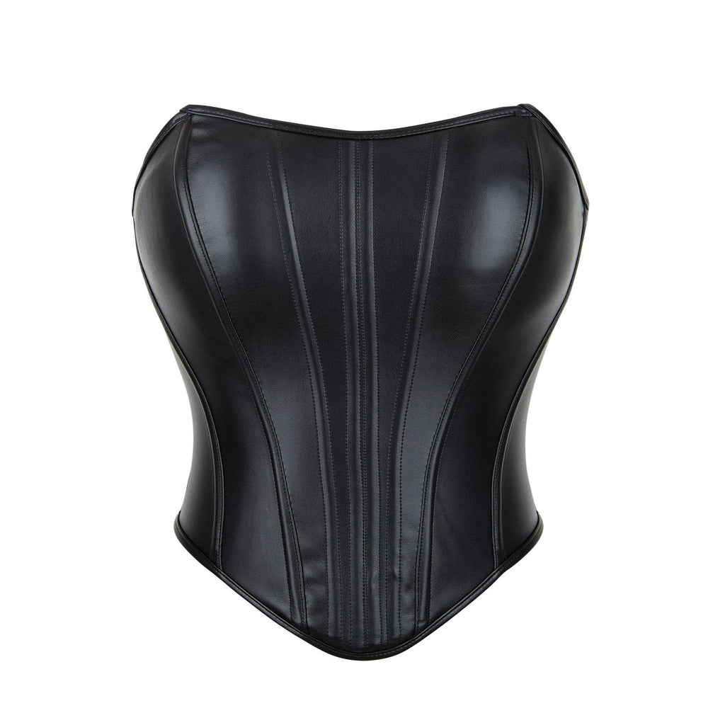 Leather-Look Strapless Corset Top