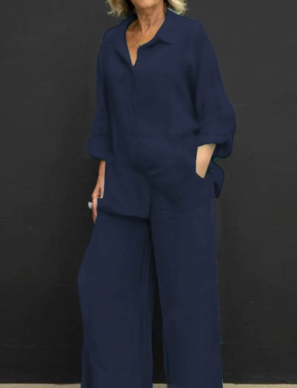 Button-Front Shirt & Pants Set