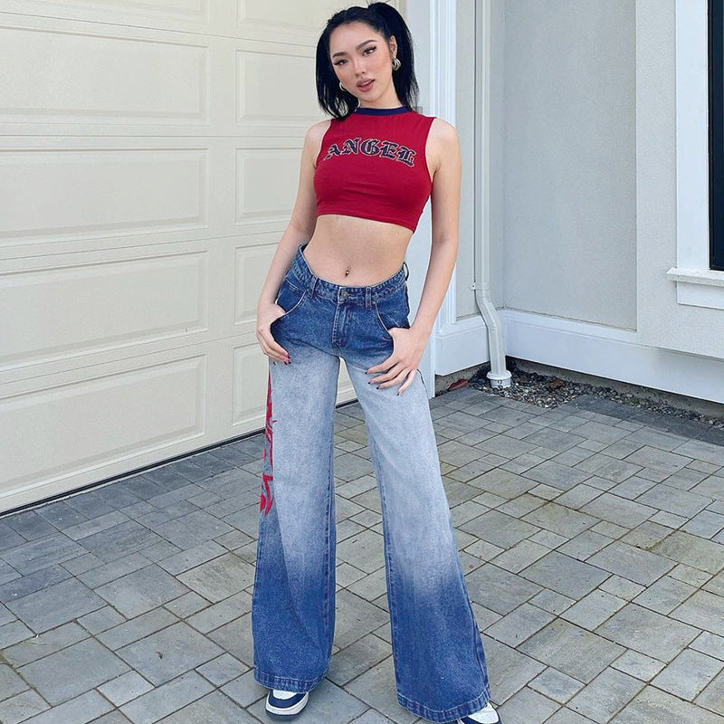 Gradient-Wash Graphic Jeans