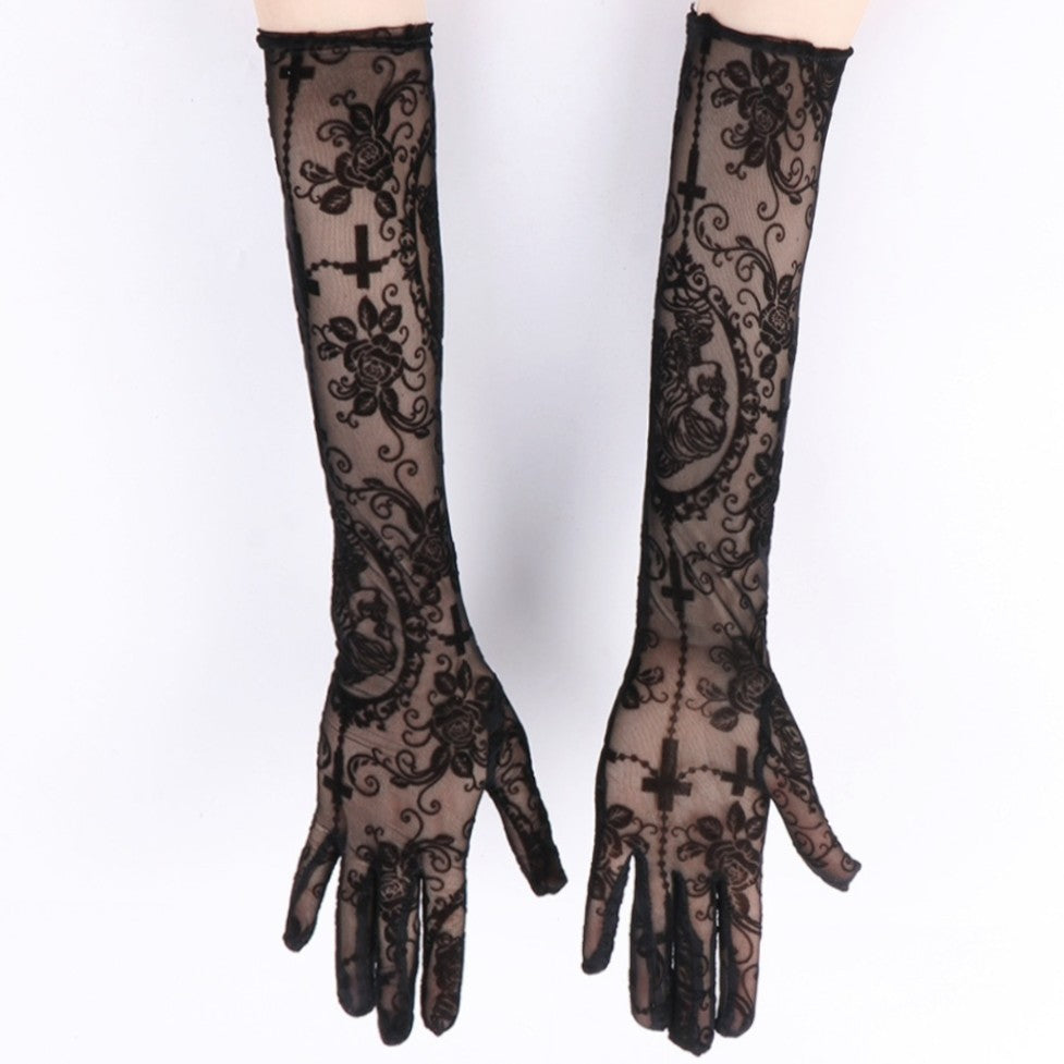 Skull & Cross Lace Gloves