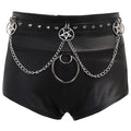 Chain-Detail Faux-Leather Shorts
